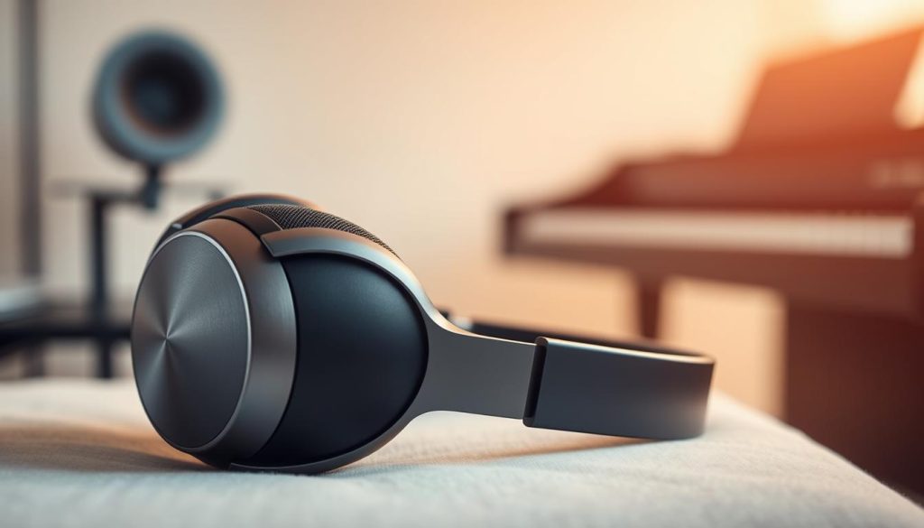 A comfortable, high-quality headphone rests on a soft surface, its padded earcups and lightweight frame inviting prolonged wear. Warm, diffused lighting caresses the sleek, matte finish, highlighting the thoughtful design and premium materials. The headband gently conforms to the listener's head, providing a secure yet unobtrusive fit, enabling hours of immersive, fatigue-free listening experience. In the background, a blurred, minimalist environment suggests a serene, focused workspace - the perfect setting for enjoying digital piano performance without distraction. A comfortable, high-quality headphone rests on a soft surface, its padded earcups and lightweight frame inviting prolonged wear. Warm, diffused lighting caresses the sleek, matte finish, highlighting the thoughtful design and premium materials. The headband gently conforms to the listener's head, providing a secure yet unobtrusive fit, enabling hours of immersive, fatigue-free listening experience. In the background, a blurred, minimalist environment suggests a serene, focused workspace - the perfect setting for enjoying digital piano performance without distraction.
